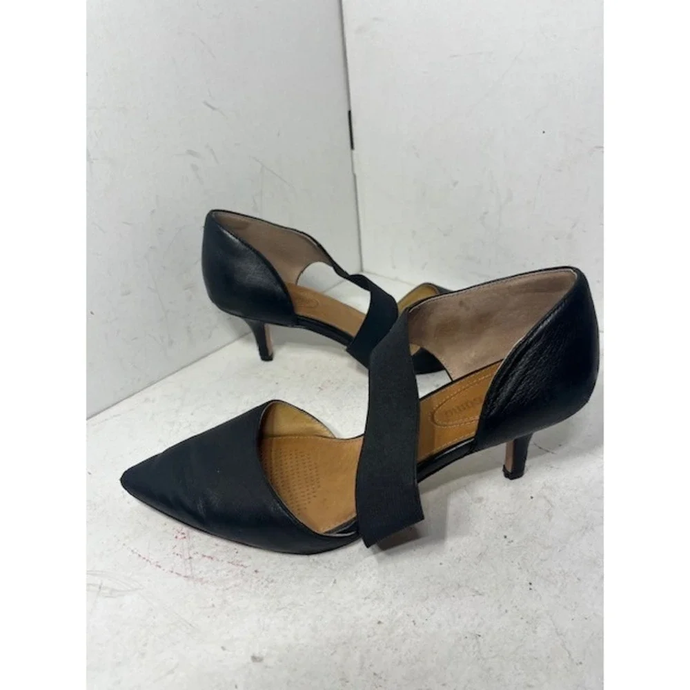 Corso Como Womens Black Leather dOrsay Elastic Strap Pointed Toe Kitten Heels 8M